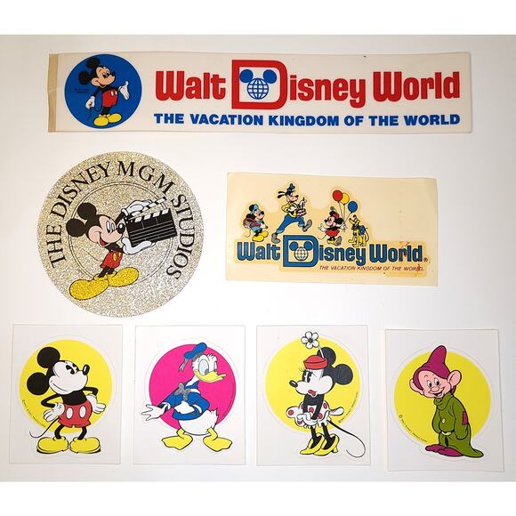 Walt Disney World Lot Mickey Vintage 1980s Mugs Photo Holder Magnet Stickers - Picture 14 of 14
